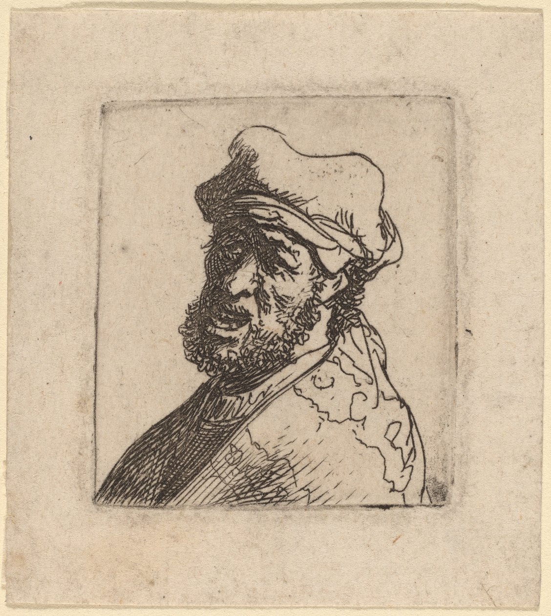 Mann som gråter, tre kvarter igjen av Rembrandt van Rijn