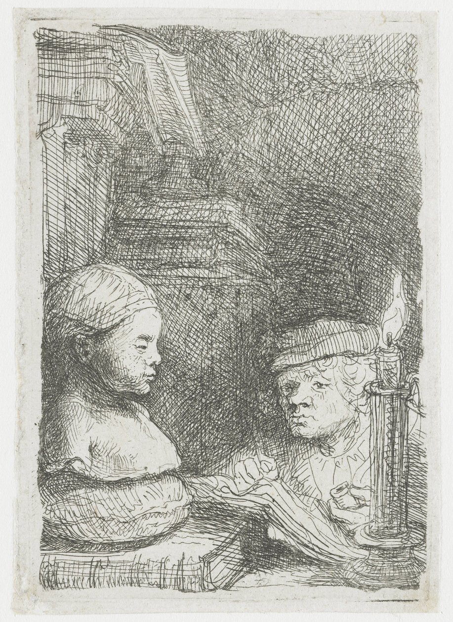 Mann som tegner etter en avstøpning av Rembrandt van Rijn