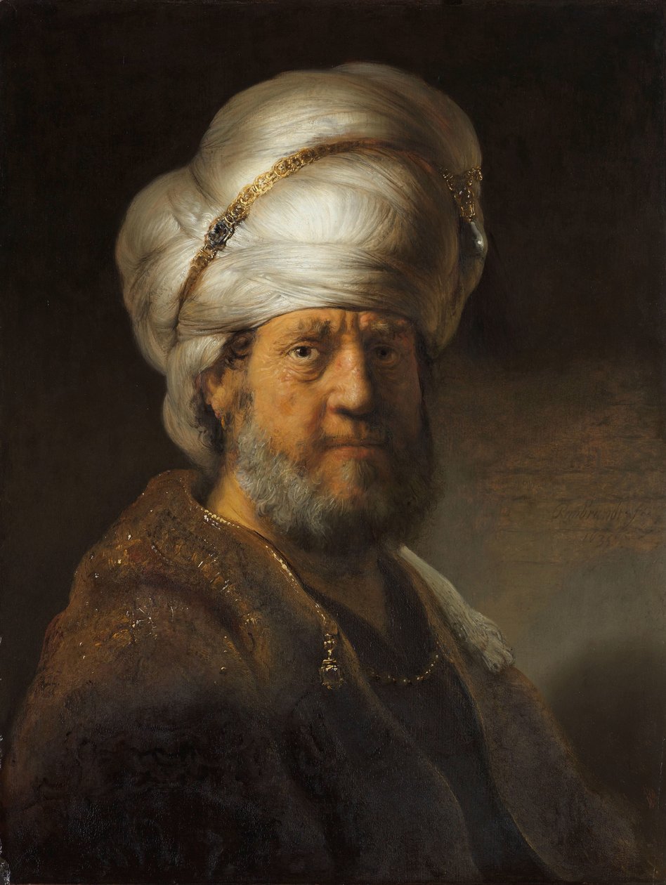 Mann i orientalske klær Byste av en mann i orientalsk kjole av Rembrandt van Rijn