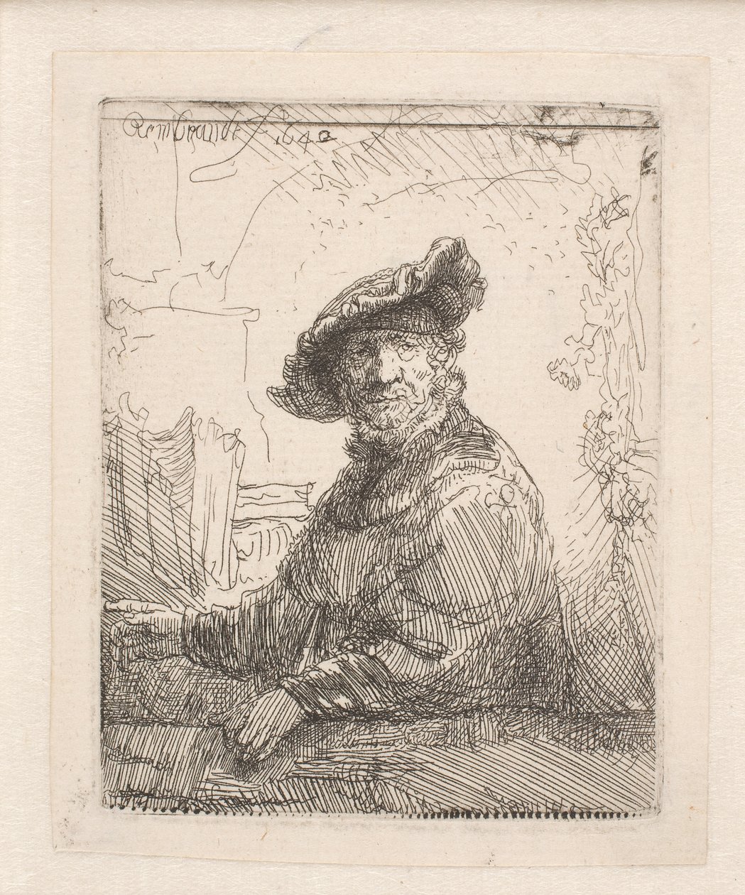 En mann i en lysthus av Rembrandt van Rijn