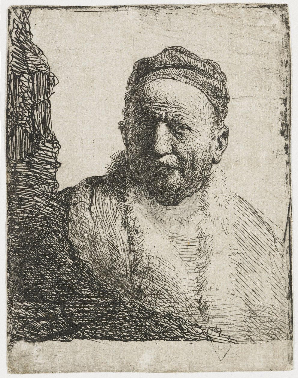 Mann med kalott av Rembrandt van Rijn