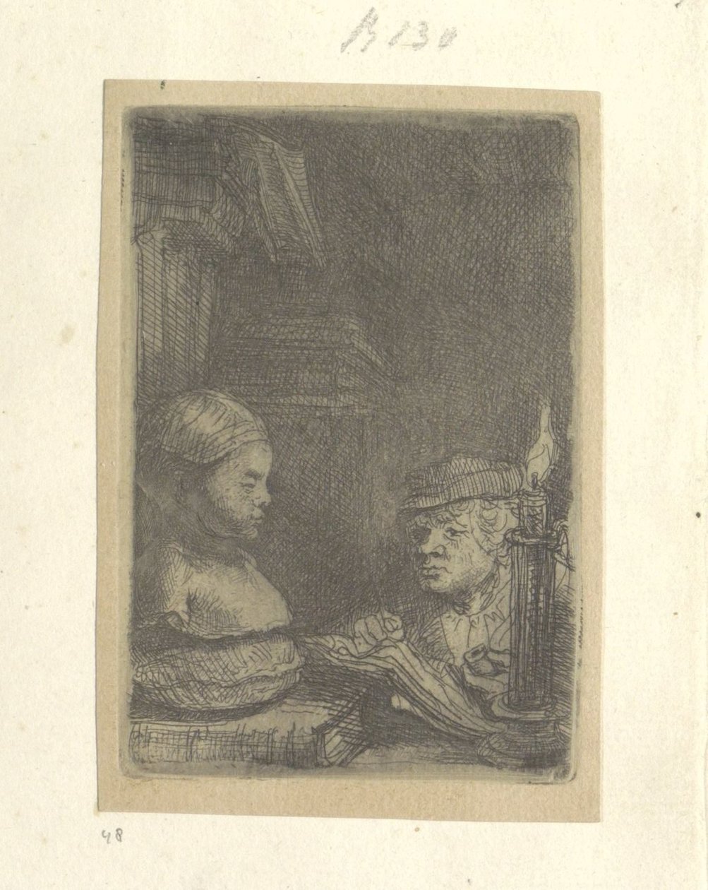 Mann, tegner fra en gipsmodell Recueil de quatre-vingt-cinq estampes originales (serietittel) av Rembrandt van Rijn