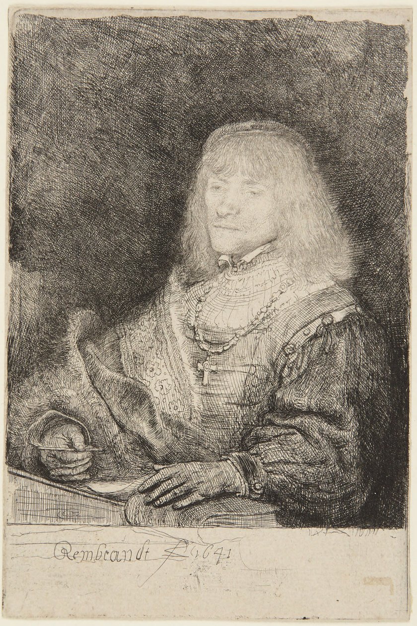 Mann med krusifiks og kjede av Rembrandt van Rijn