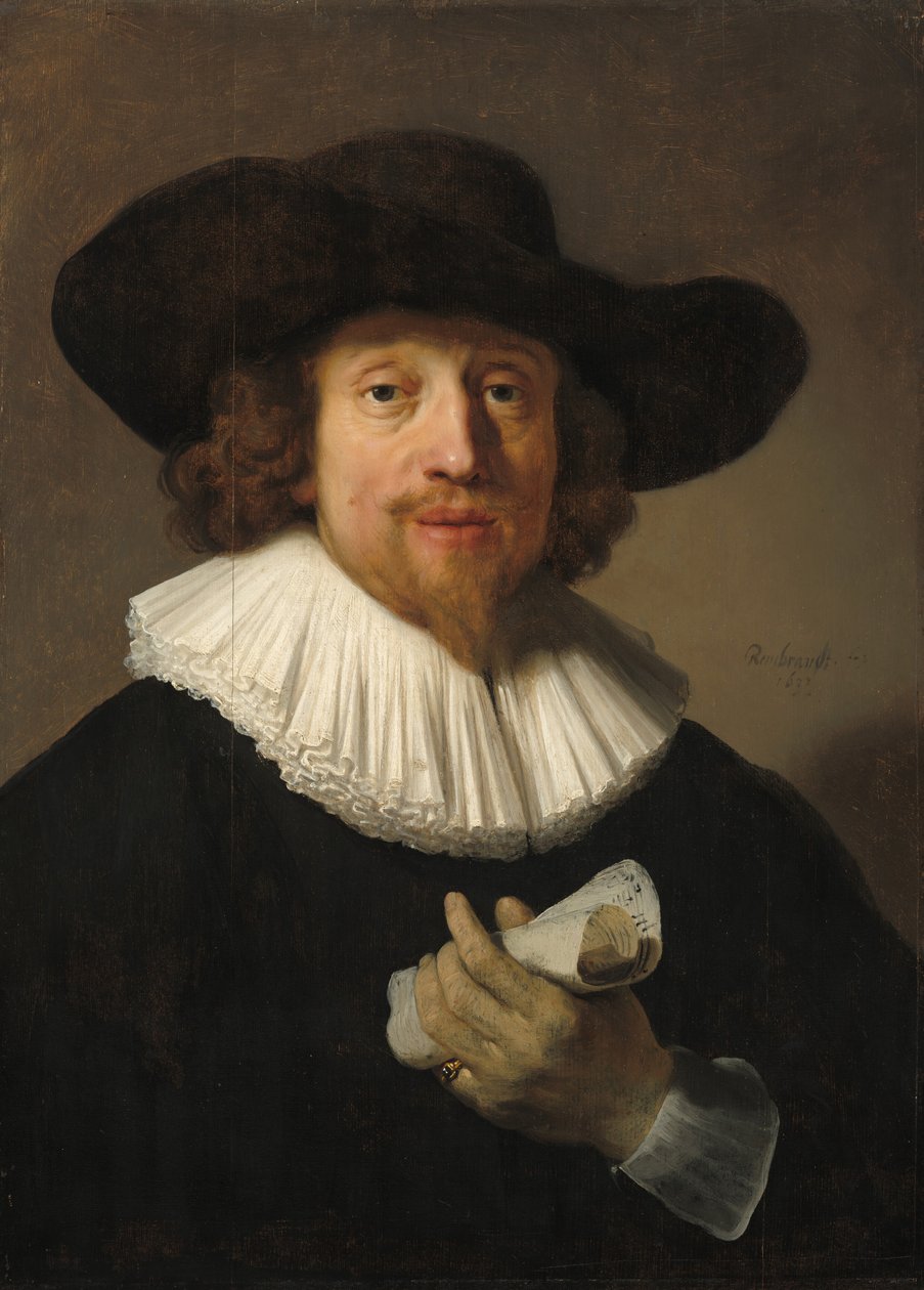 Mann med et noteark av Rembrandt van Rijn