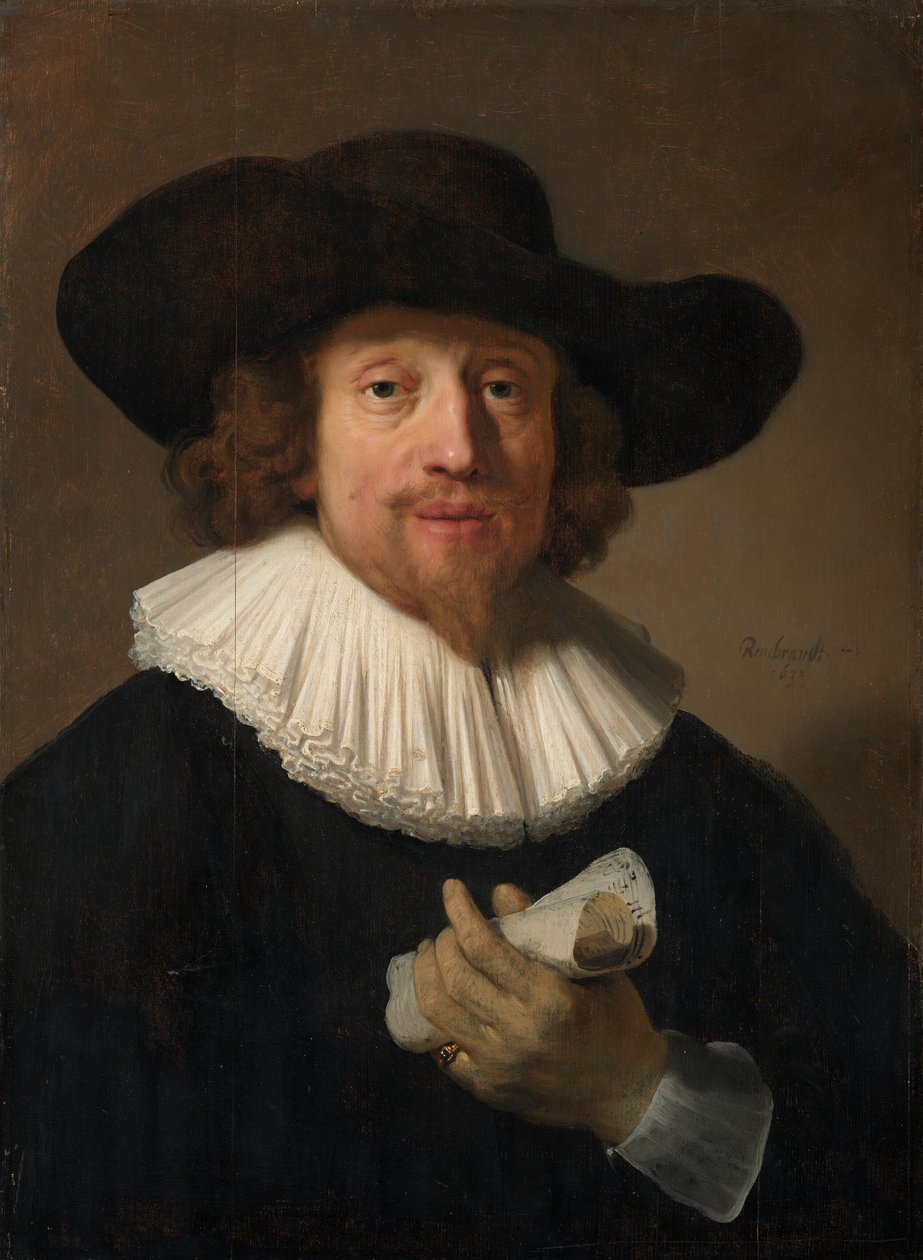 En mann med et noteark av Rembrandt van Rijn