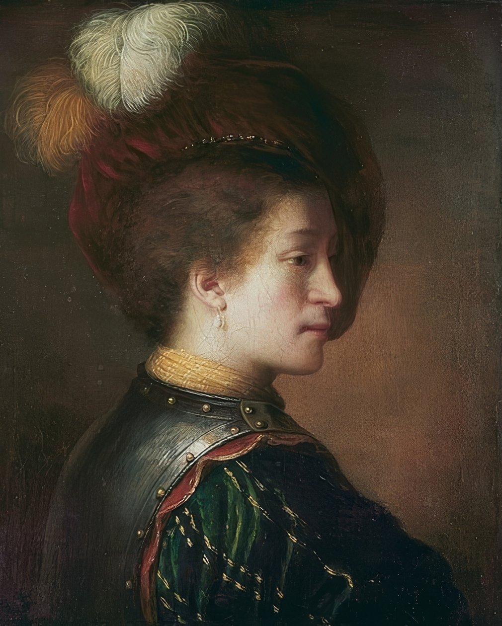 Mann med fjærhatt av Rembrandt van Rijn