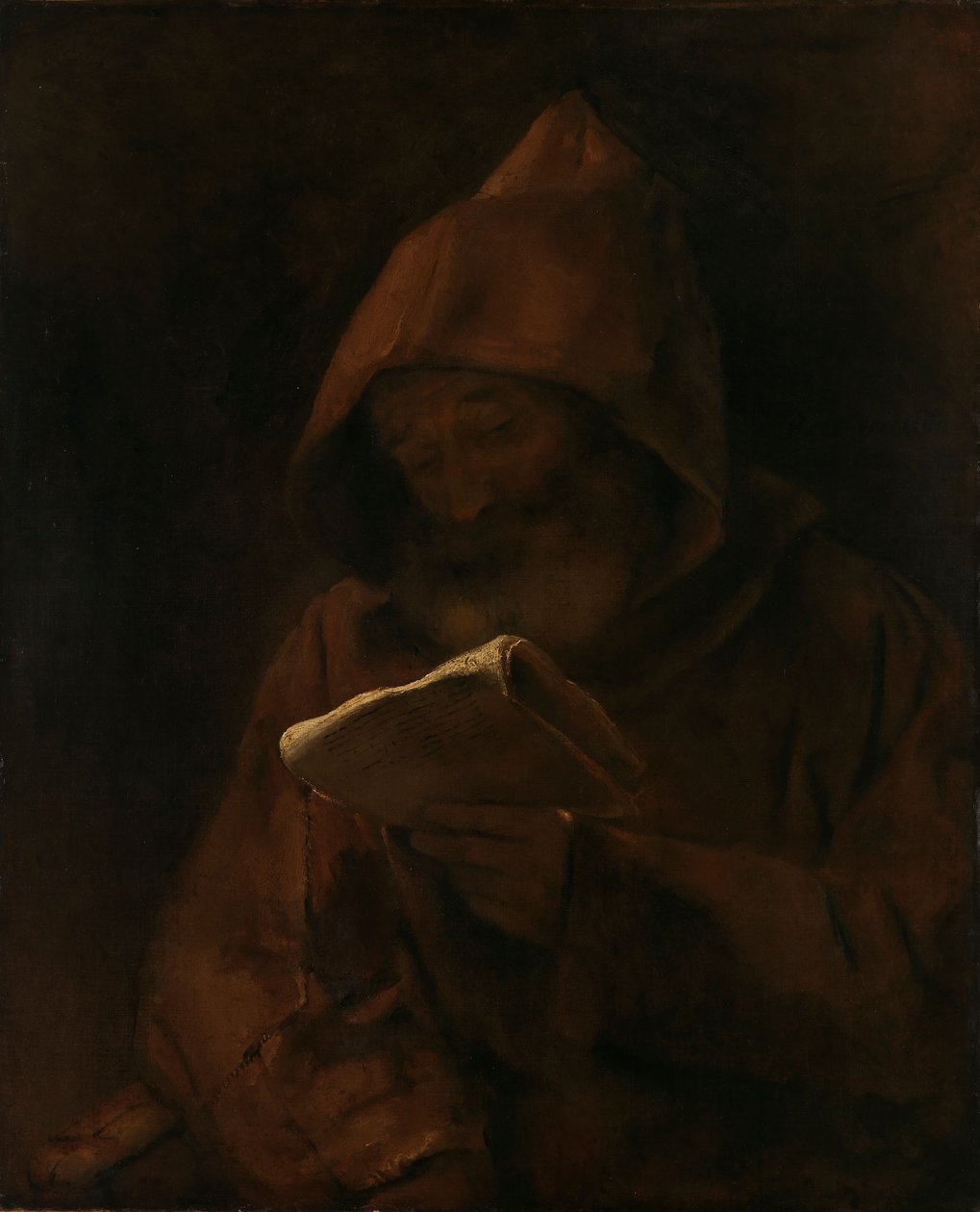 Munken leser av Rembrandt van Rijn