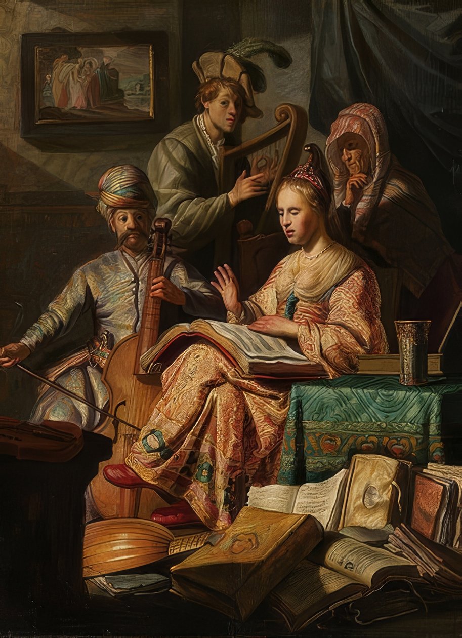 Musikkskapende samfunn. 1626 av Rembrandt van Rijn