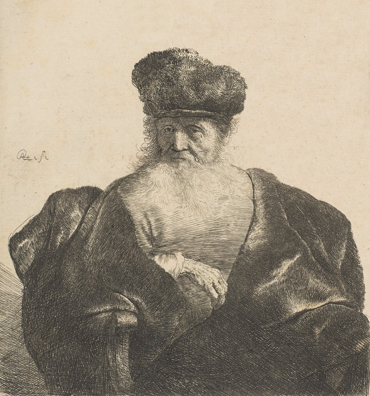 Gammel mann med skjegg, pelshatte og fløyelskappe, ca. 1631., ca. 1631. av Rembrandt van Rijn
