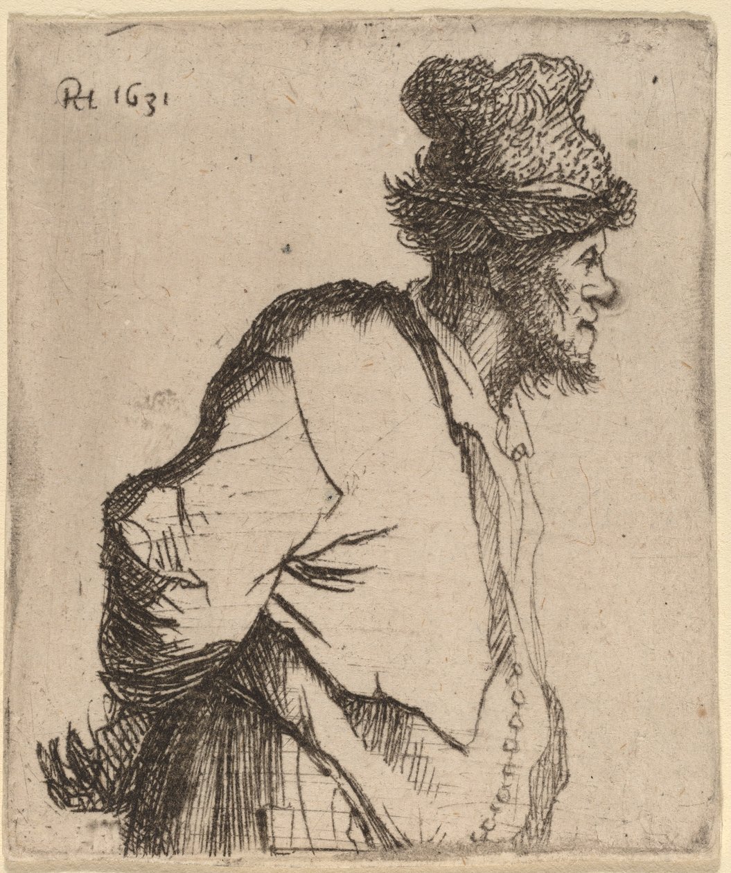 Bonde med hendene bak ryggen av Rembrandt van Rijn