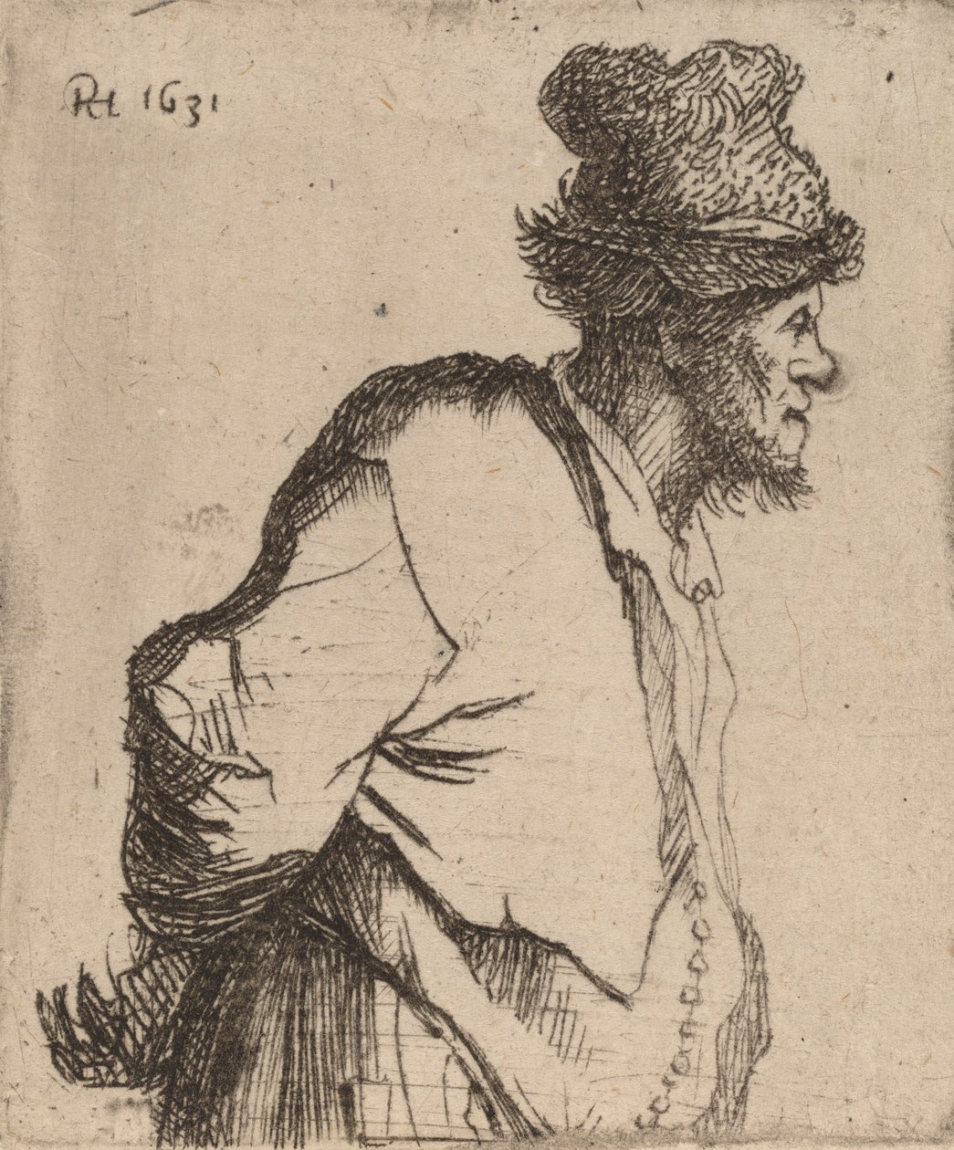 Bonde med hendene bak ryggen, 1631. av Rembrandt van Rijn