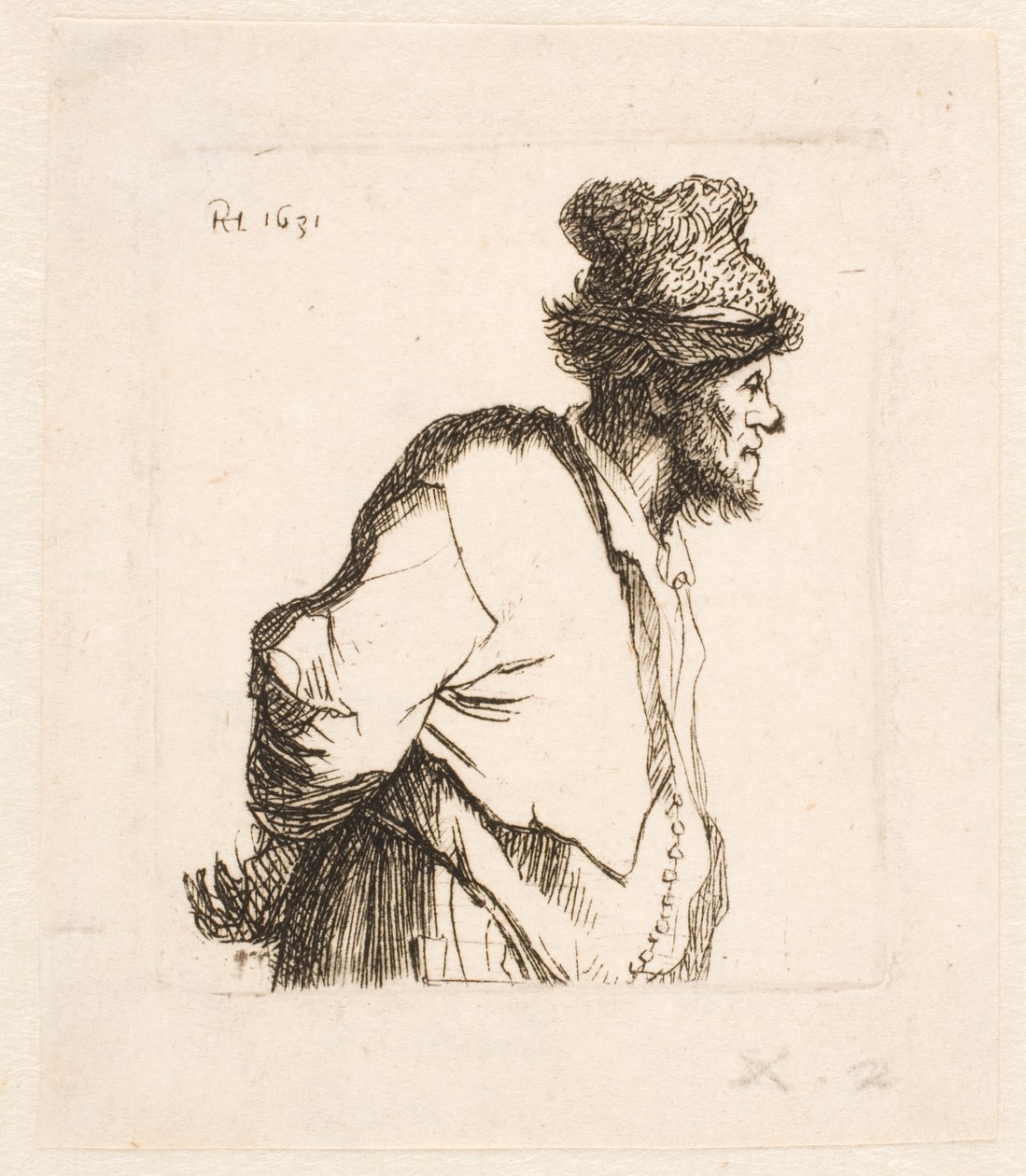 Bonde med hendene bak ryggen av Rembrandt van Rijn