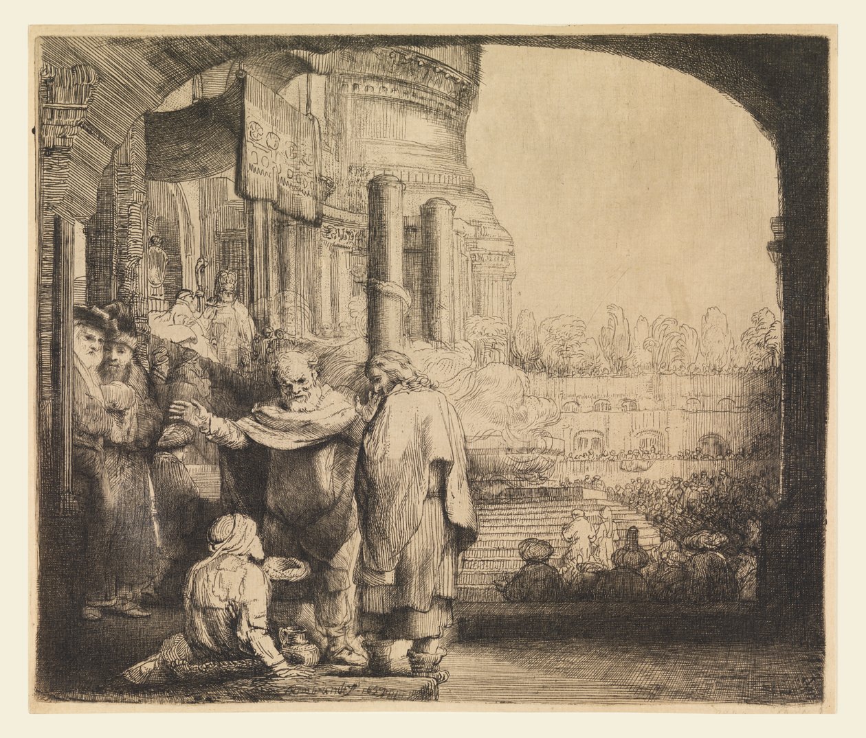 Peter og Johannes ved tempelporten av Rembrandt van Rijn