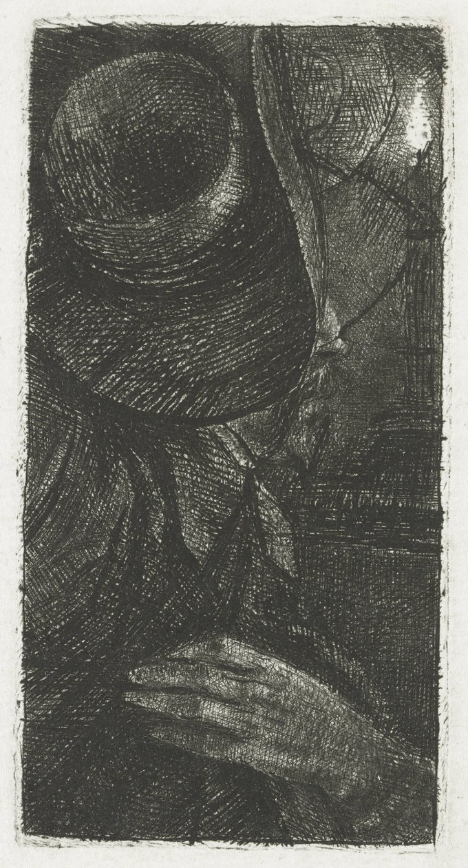 Pieter Haaringh: hender og hatt av Rembrandt van Rijn