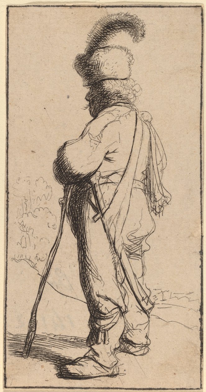 Polander lener seg på en pinne av Rembrandt van Rijn
