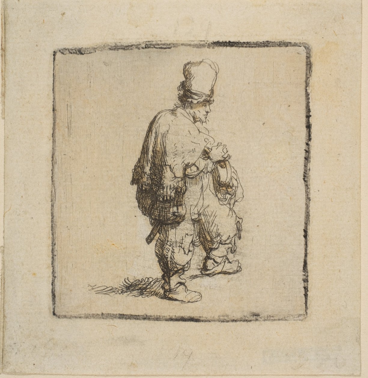 Polander stående med armene foldet, 1630-40. av Rembrandt van Rijn