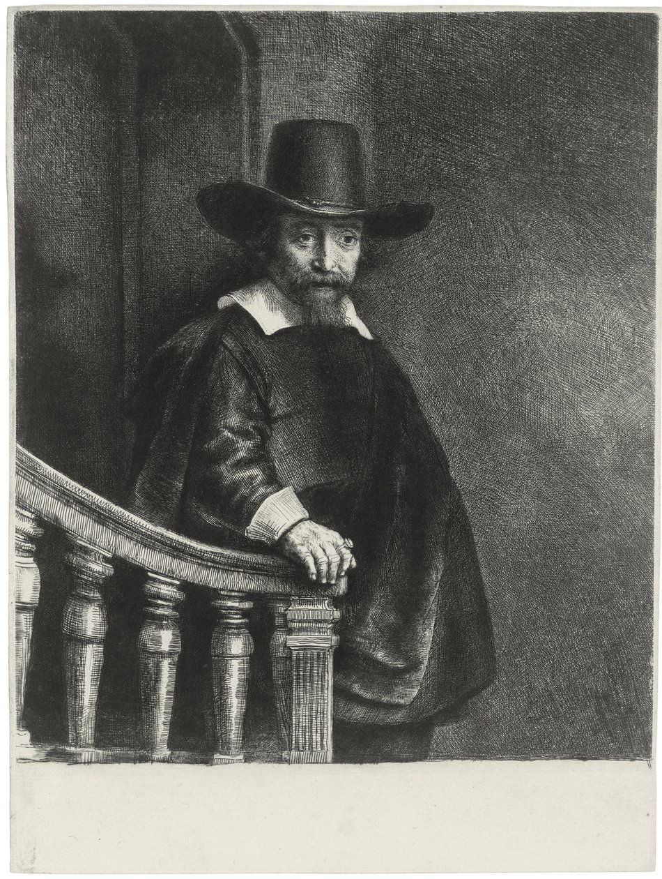 ""Portrett av doktor Bueno"" Portrett av legen og forfatteren Dr. Ephraim Bueno (Ephraim Bueno, jødisk lege) Gravering av Rembrandt van Rhijn (1606-1669) av Rembrandt van Rijn