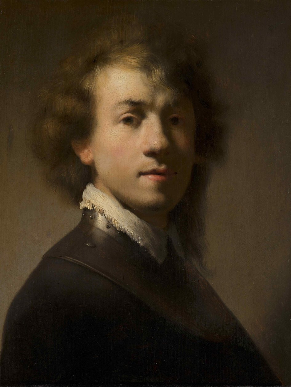Portrett av Rembrandt med en kløft, ca. 1629. av Rembrandt van Rijn
