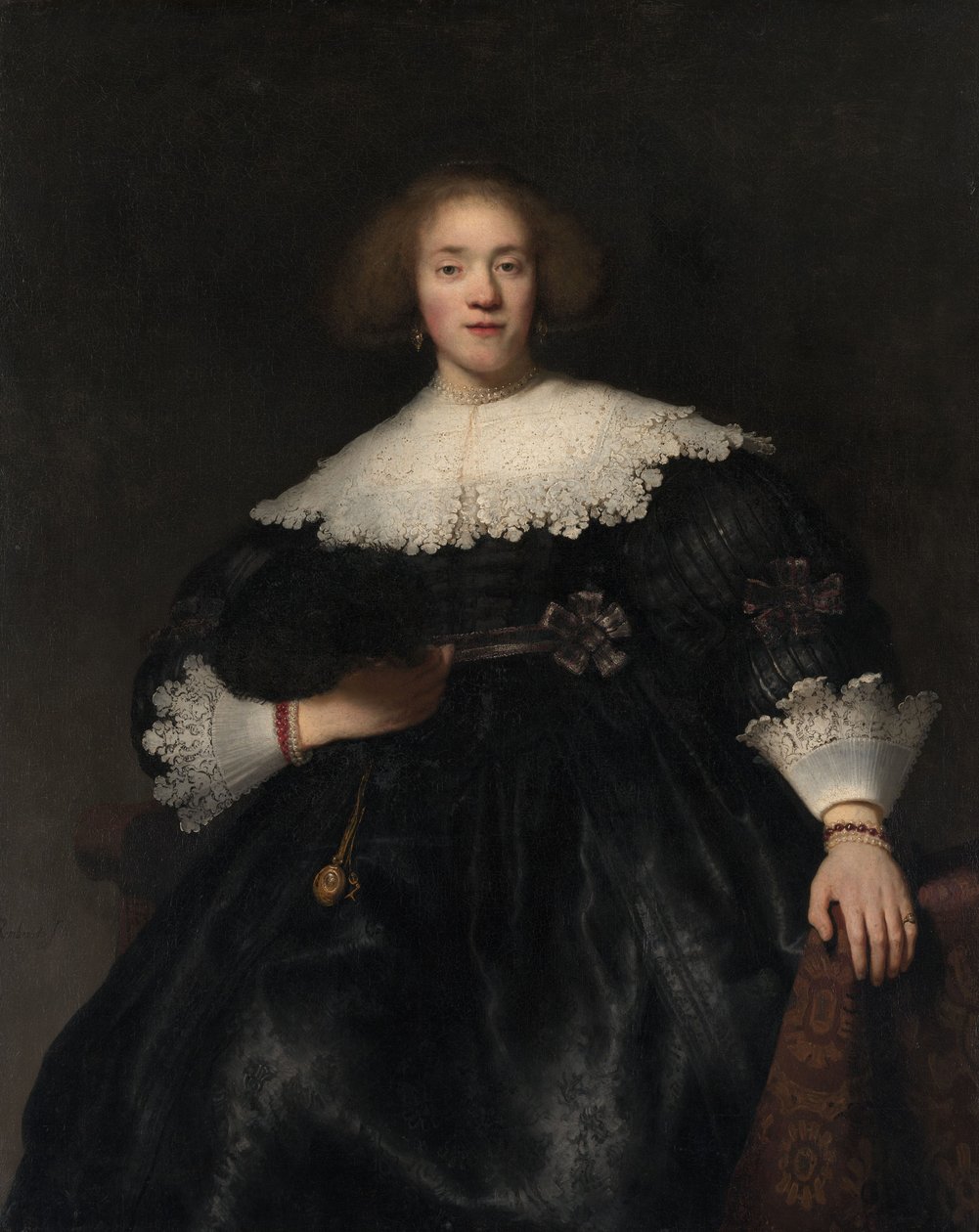 Portrett av en ung kvinne med en vifte, 1633 av Rembrandt van Rijn