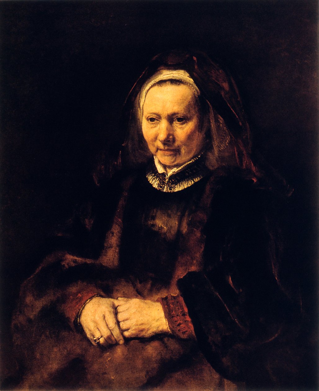 Portrett av en gammel kvinne, 1600-tallet av Rembrandt van Rijn