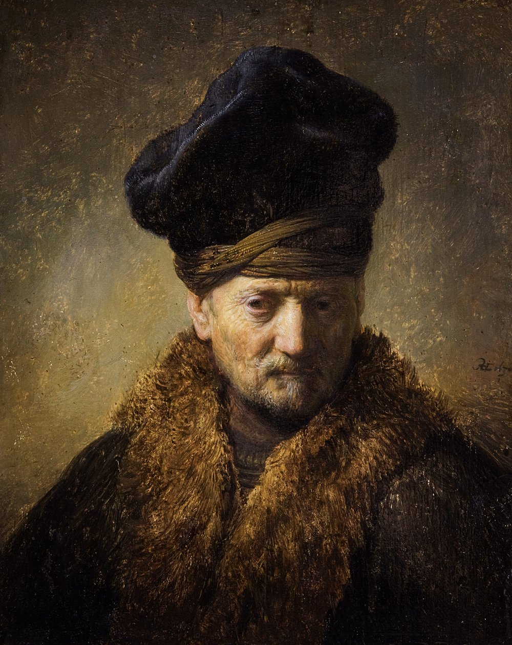 Portrett av en gammel mann med pelshatt, 1630 av Rembrandt van Rijn