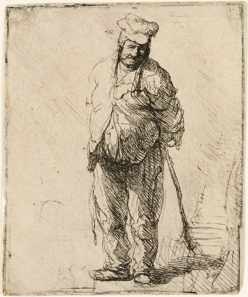 Ragged Peasant with his Hands behind Him, holding a Stick, c.1630.    1154922   no       norwegian Successfully Translated  Original: The death of Maricha, 1913. Translat: The death of Maricha, 1913. 1150139 no norwegian Successfully Translated Original: P av Rembrandt van Rijn