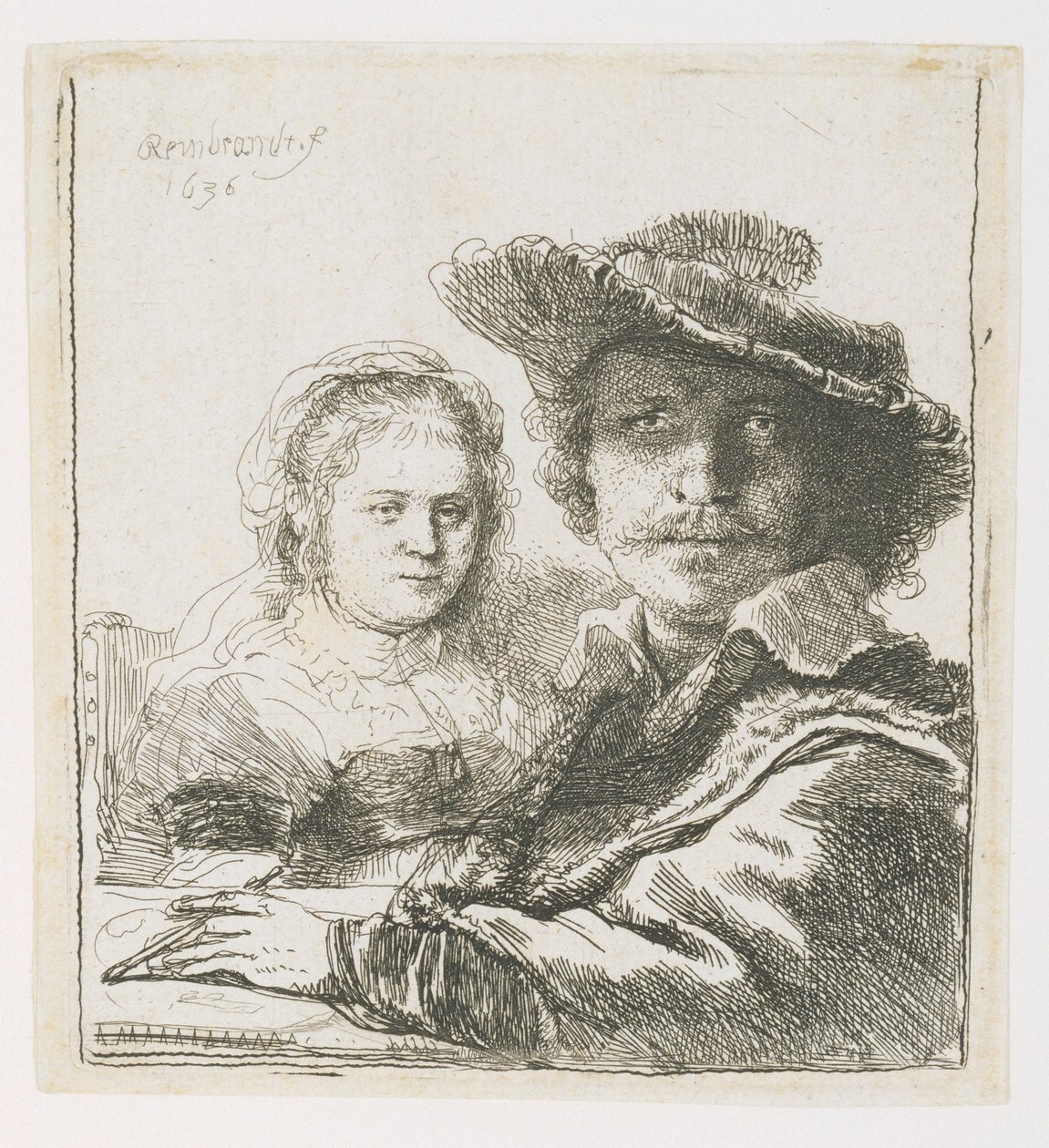 Rembrandt og hans kone Saskia, 1636 av Rembrandt van Rijn