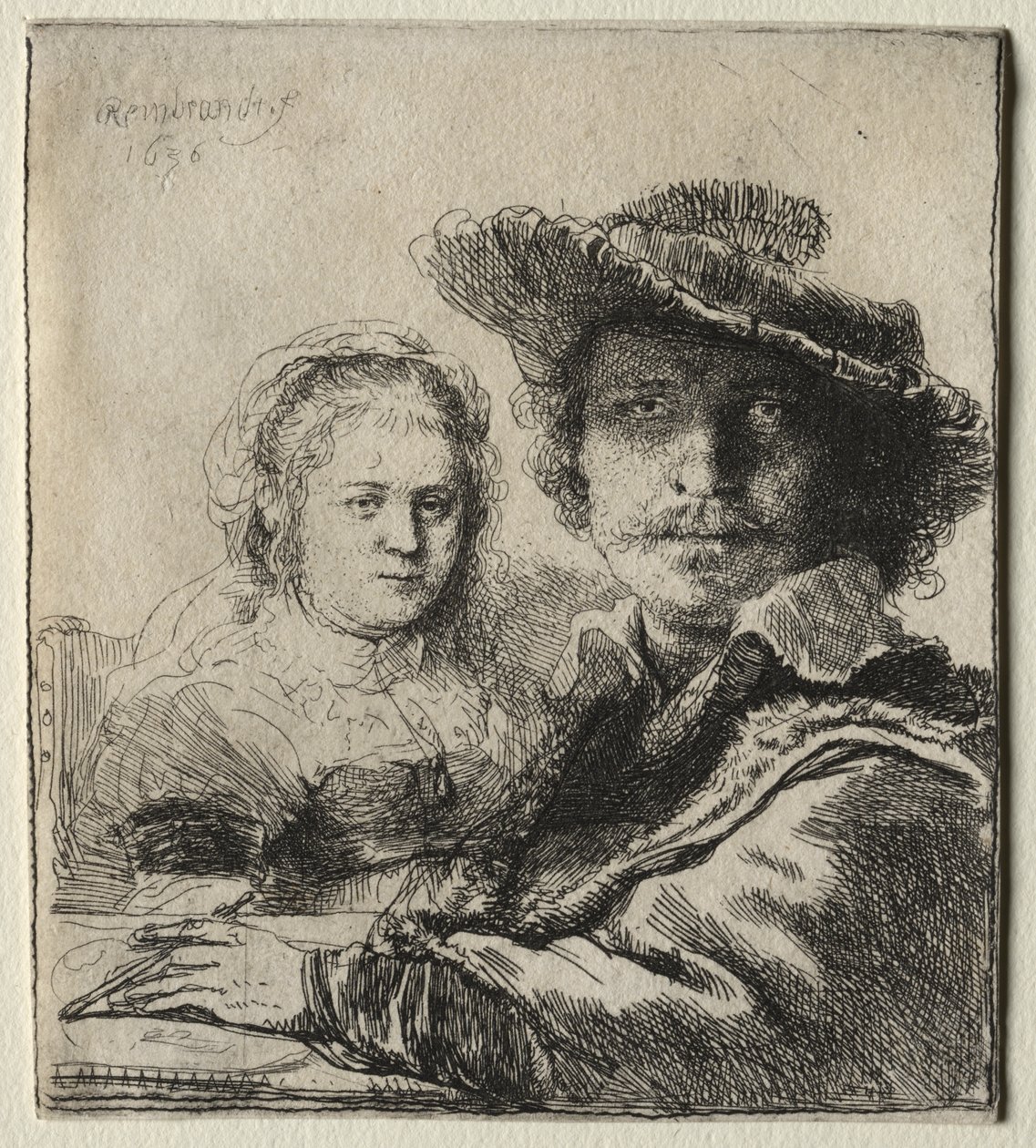 Rembrandt og hans kone Saskia av Rembrandt van Rijn