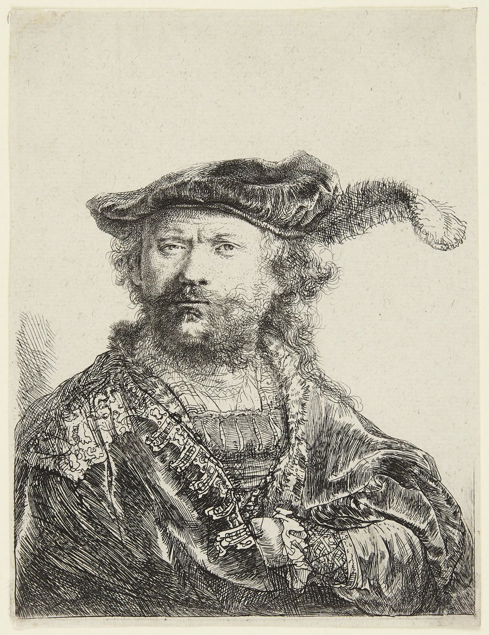 Rembrandt med fløyelslue av Rembrandt van Rijn