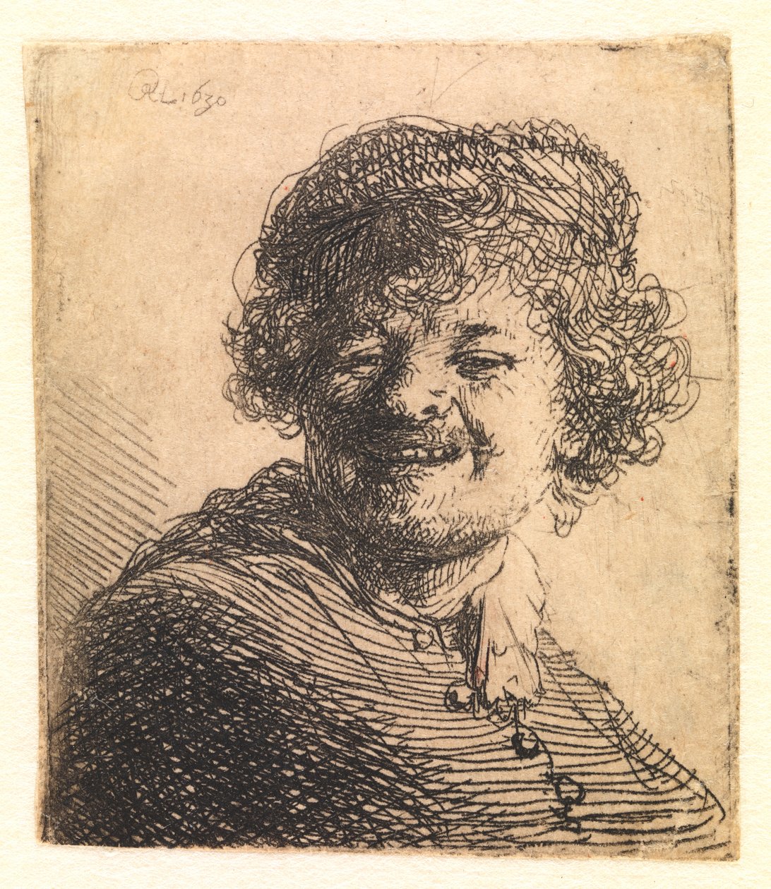 Rembrandt i en caps, ler: Byste av Rembrandt van Rijn