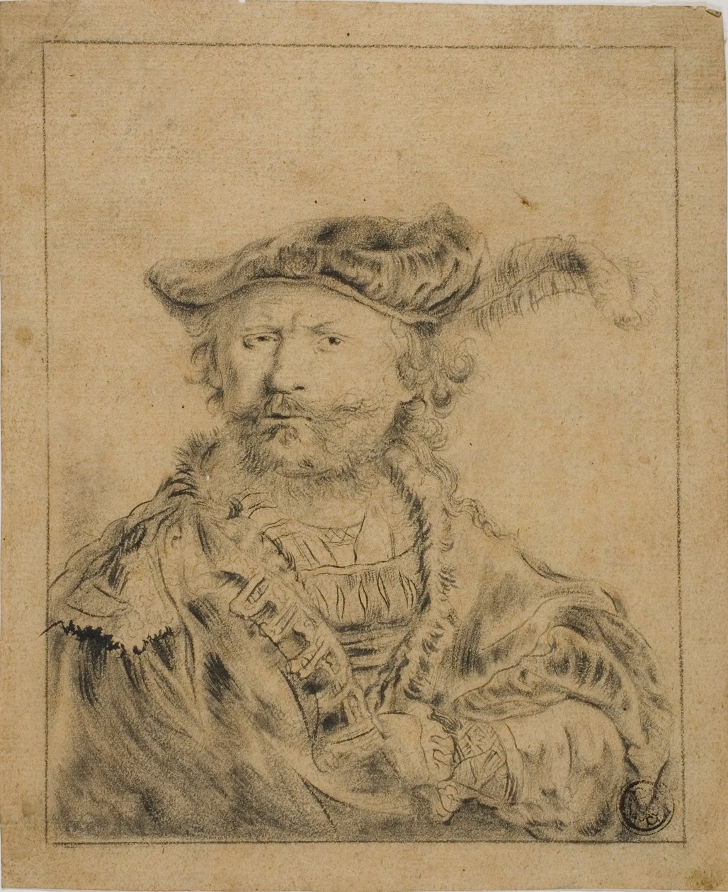 Rembrandt med en Plumed Hat av Rembrandt van Rijn