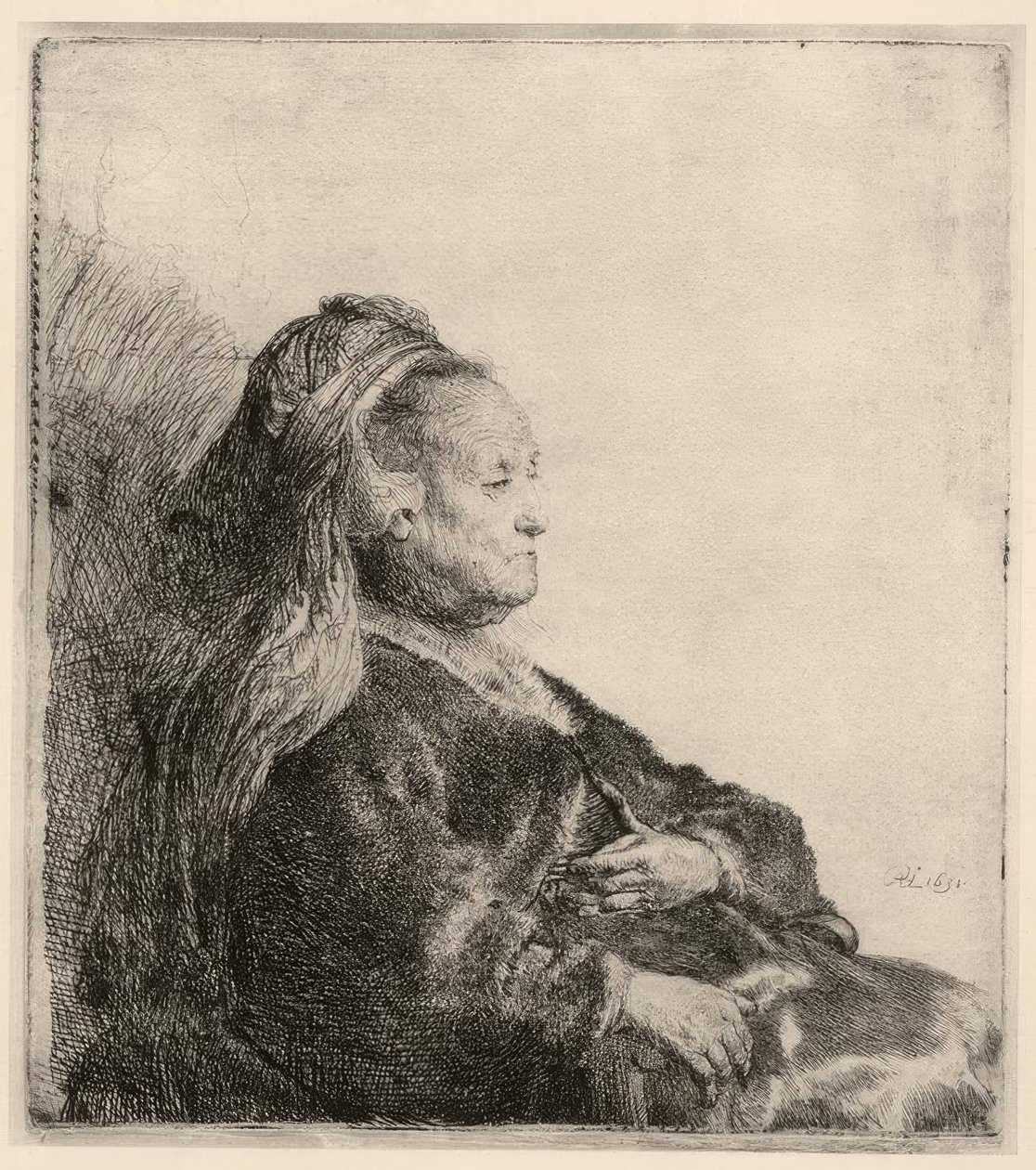 Rembrandts mor, i et orientalsk pannebånd av Rembrandt van Rijn