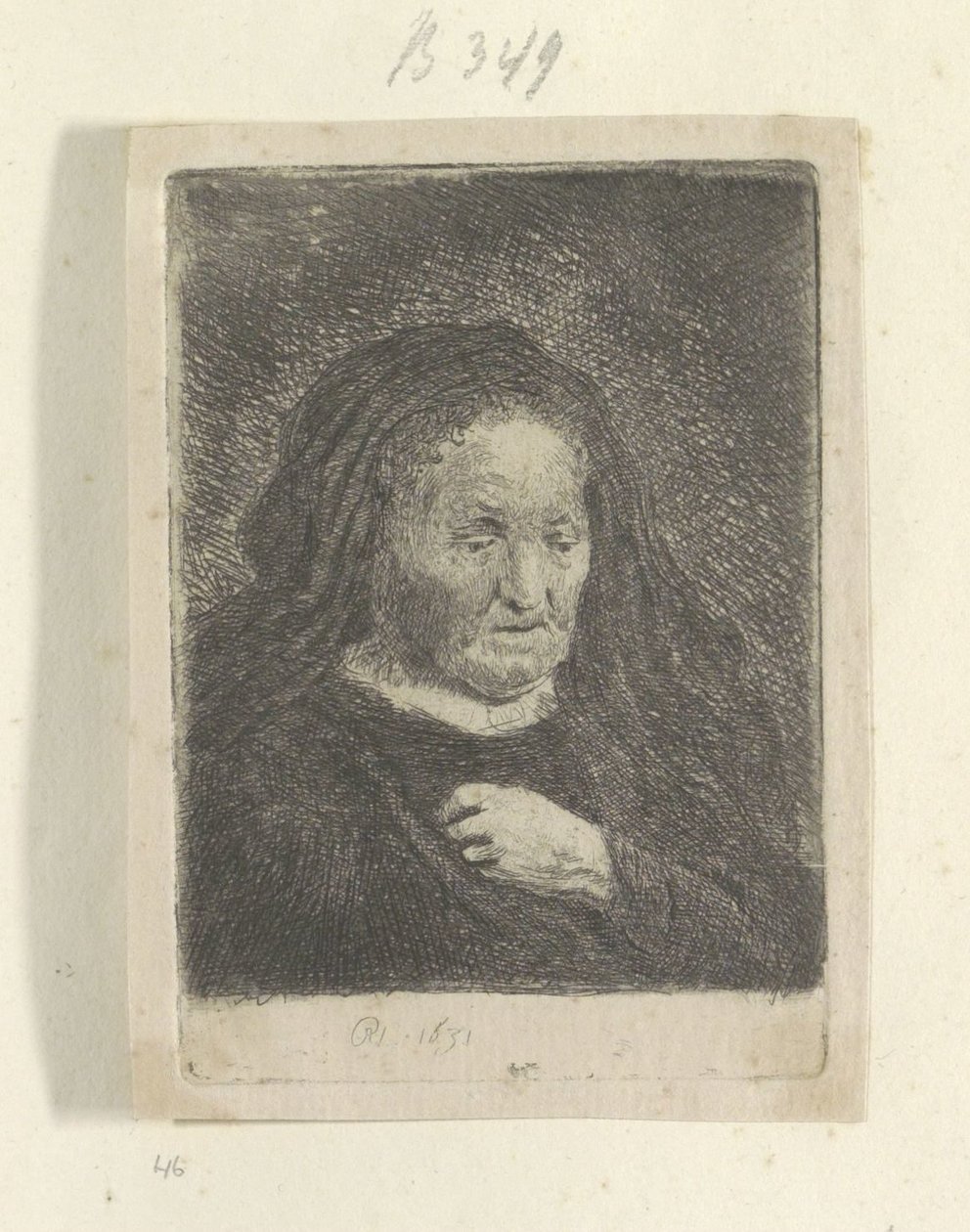 Rembrandt's Mother with Her Hand on Her Breast: Small Bust Recueil de quatre-vingt-cinq estampes originales (serietittel) av Rembrandt van Rijn