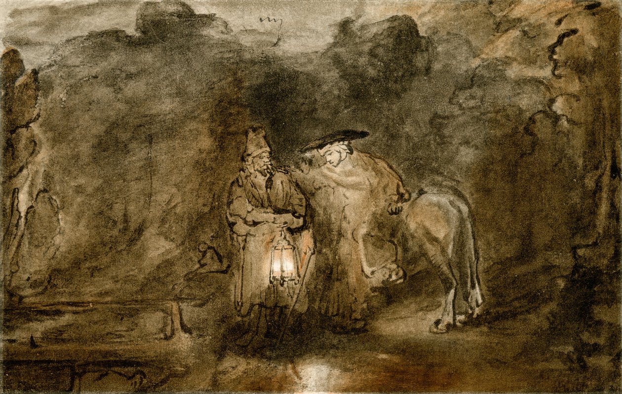 Hvil på flyturen til Egypt av Rembrandt van Rijn