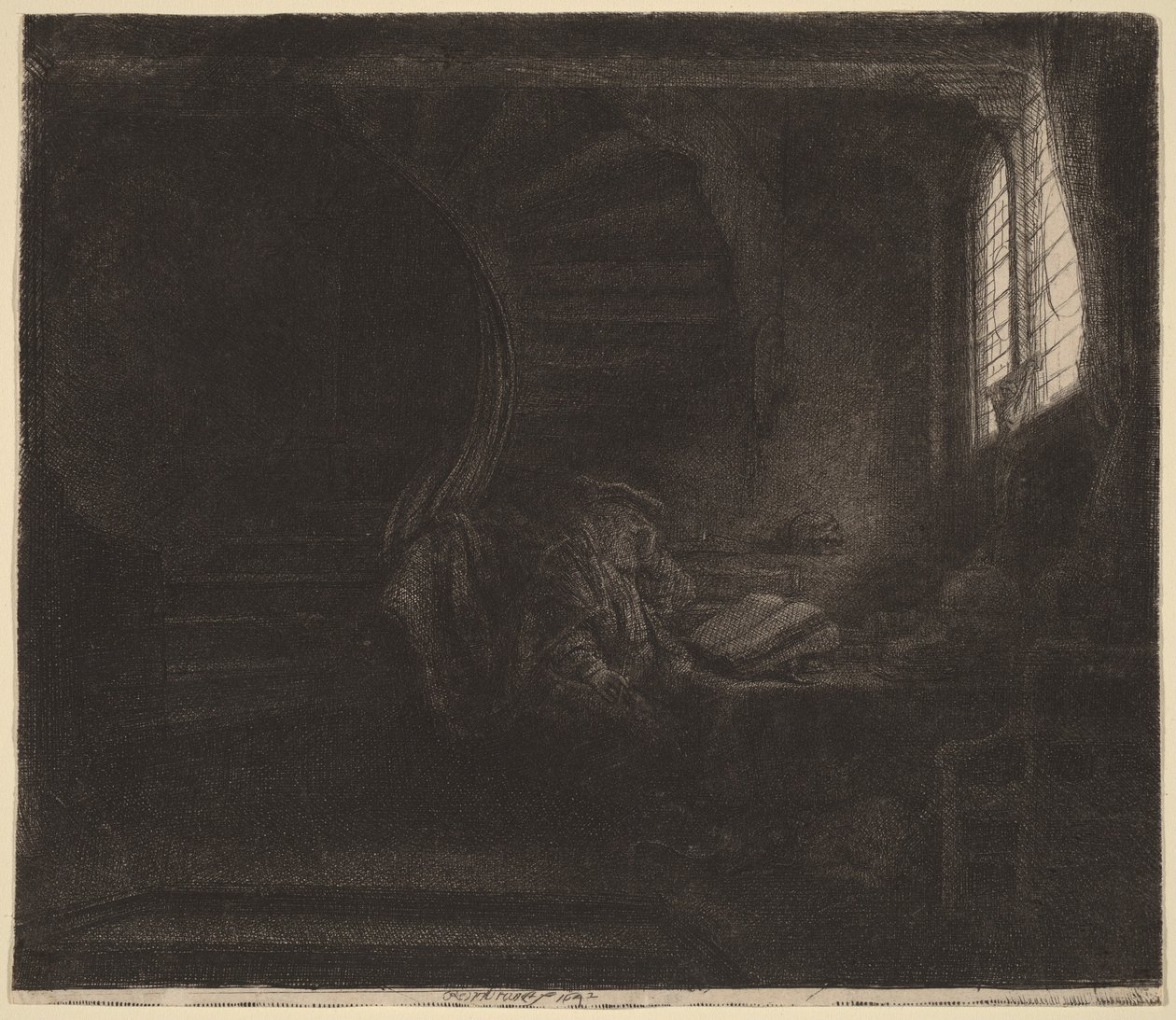 Den hellige Hieronymus i et mørkt rom av Rembrandt van Rijn