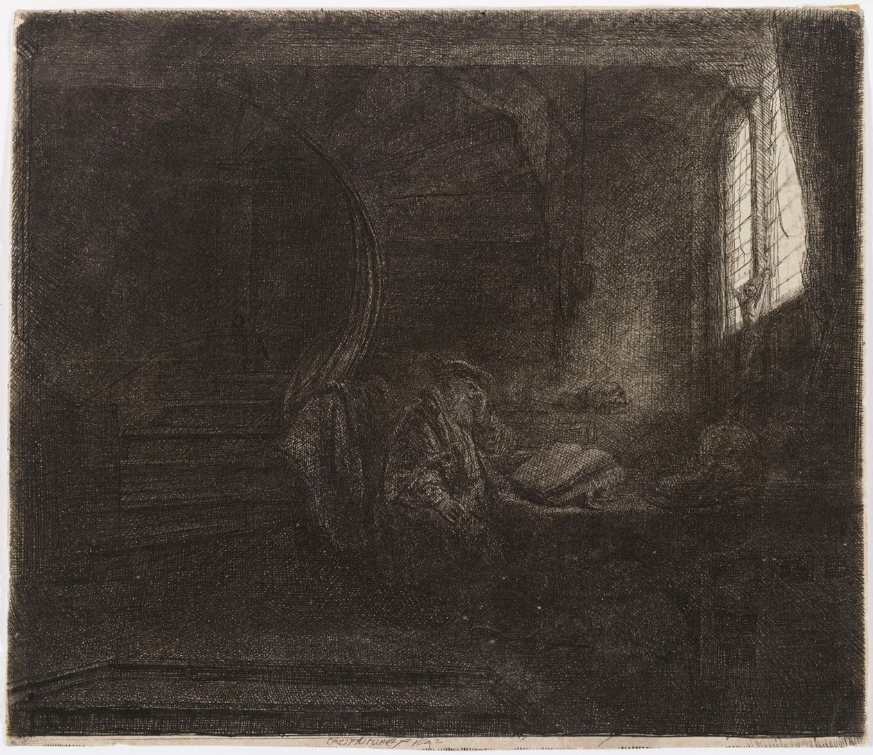 Den hellige Hieronymus i et mørkt rom av Rembrandt van Rijn