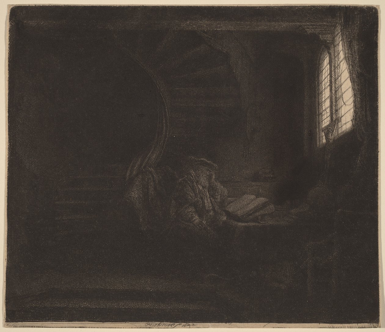 Den hellige Hieronymus i et mørkt rom av Rembrandt van Rijn