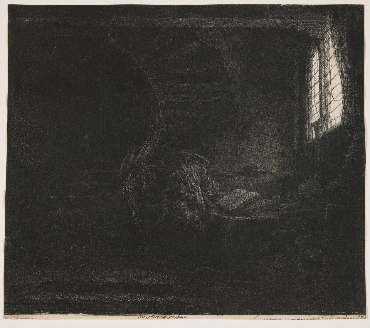 Den hellige Hieronymus i et mørkt rom av Rembrandt van Rijn