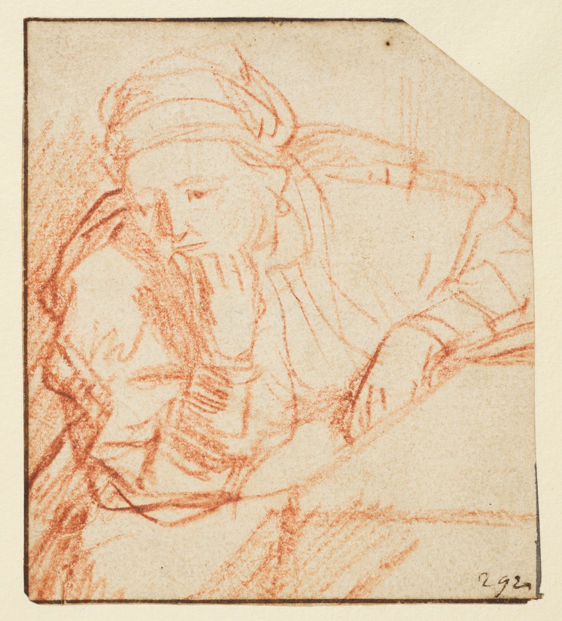 Saskia satt ved et bord, av Rembrandt van Rijn