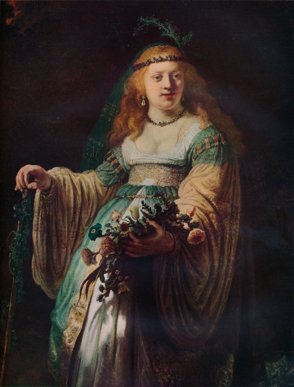 Saskia van Uylenburgh i arkadisk kostyme, 1635 av Rembrandt van Rijn
