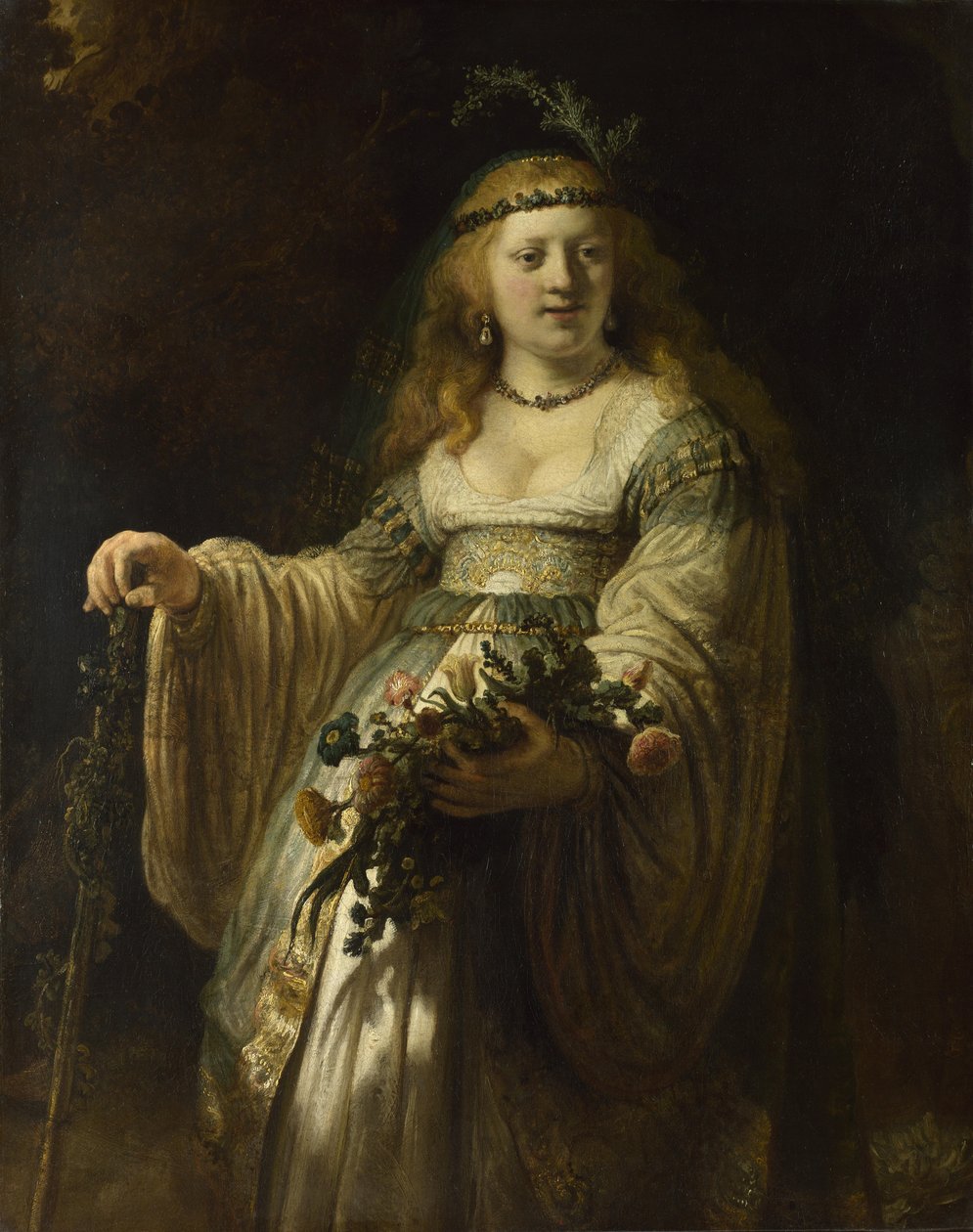 Saskia van Uylenburgh i arkadisk kostyme, 1635 av Rembrandt van Rijn