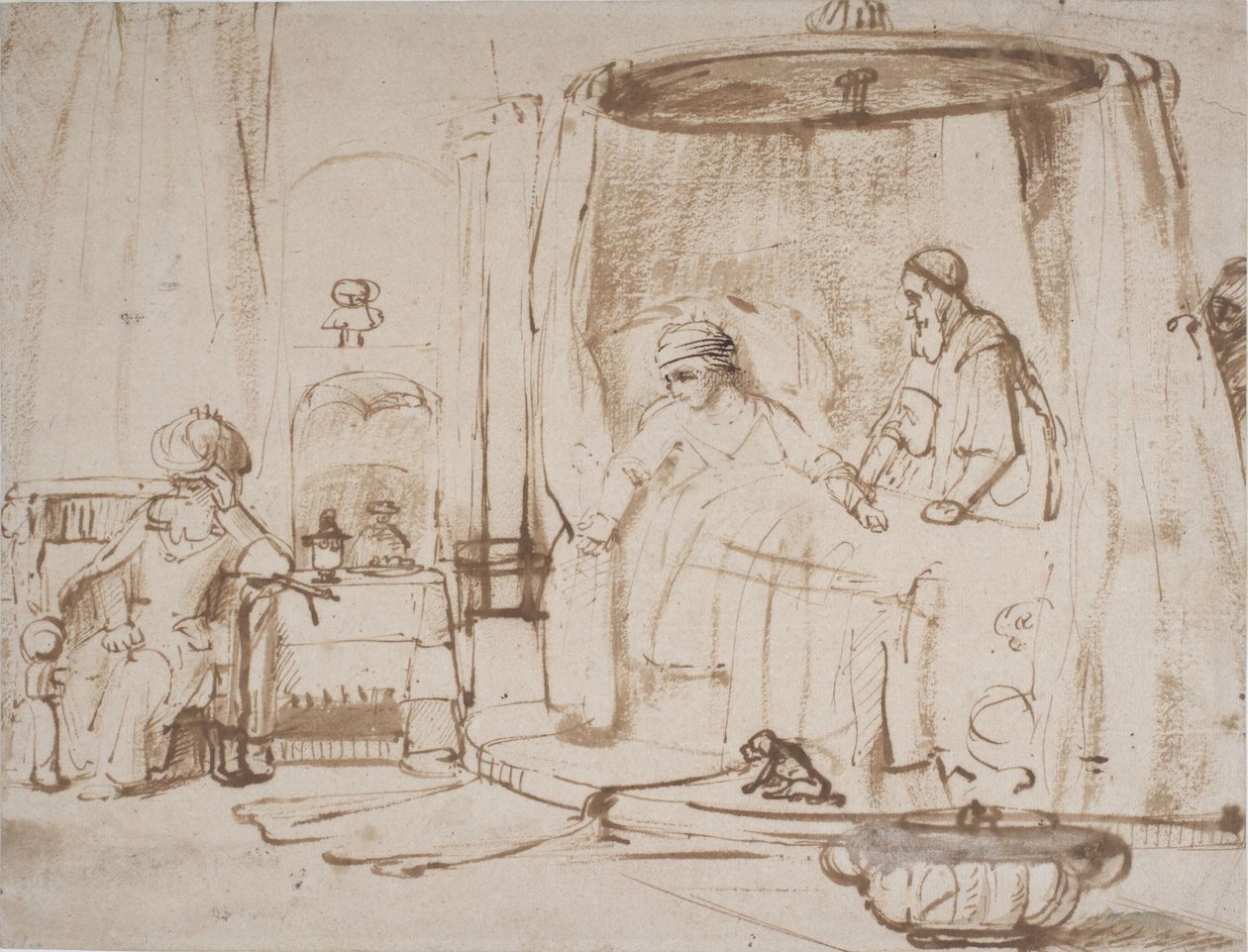 Scene fra fortellingen om Antiochus og Stratonice av Rembrandt van Rijn