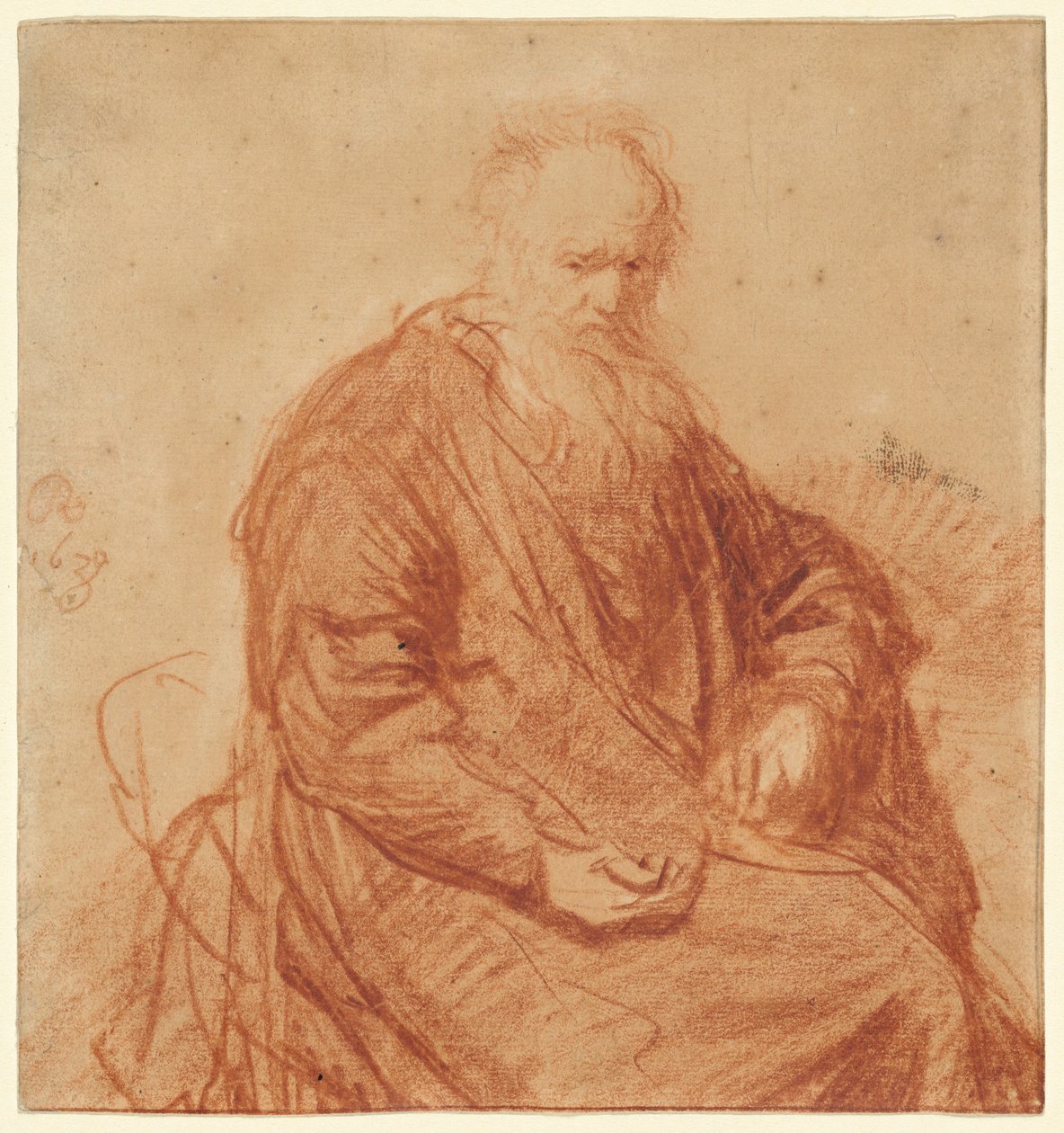 Sittende gammel mann av Rembrandt van Rijn