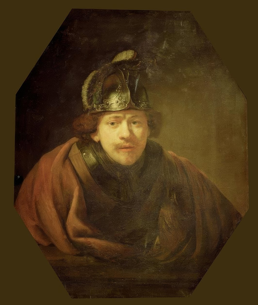 Selvportrett som kriger av Rembrandt van Rijn