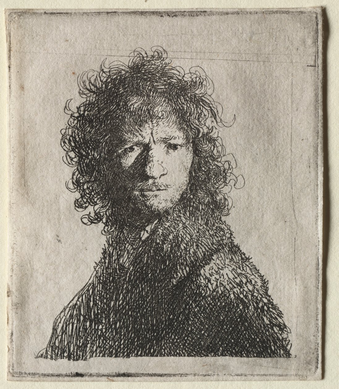 Selvportrett som rynker pannen: Byste av Rembrandt van Rijn