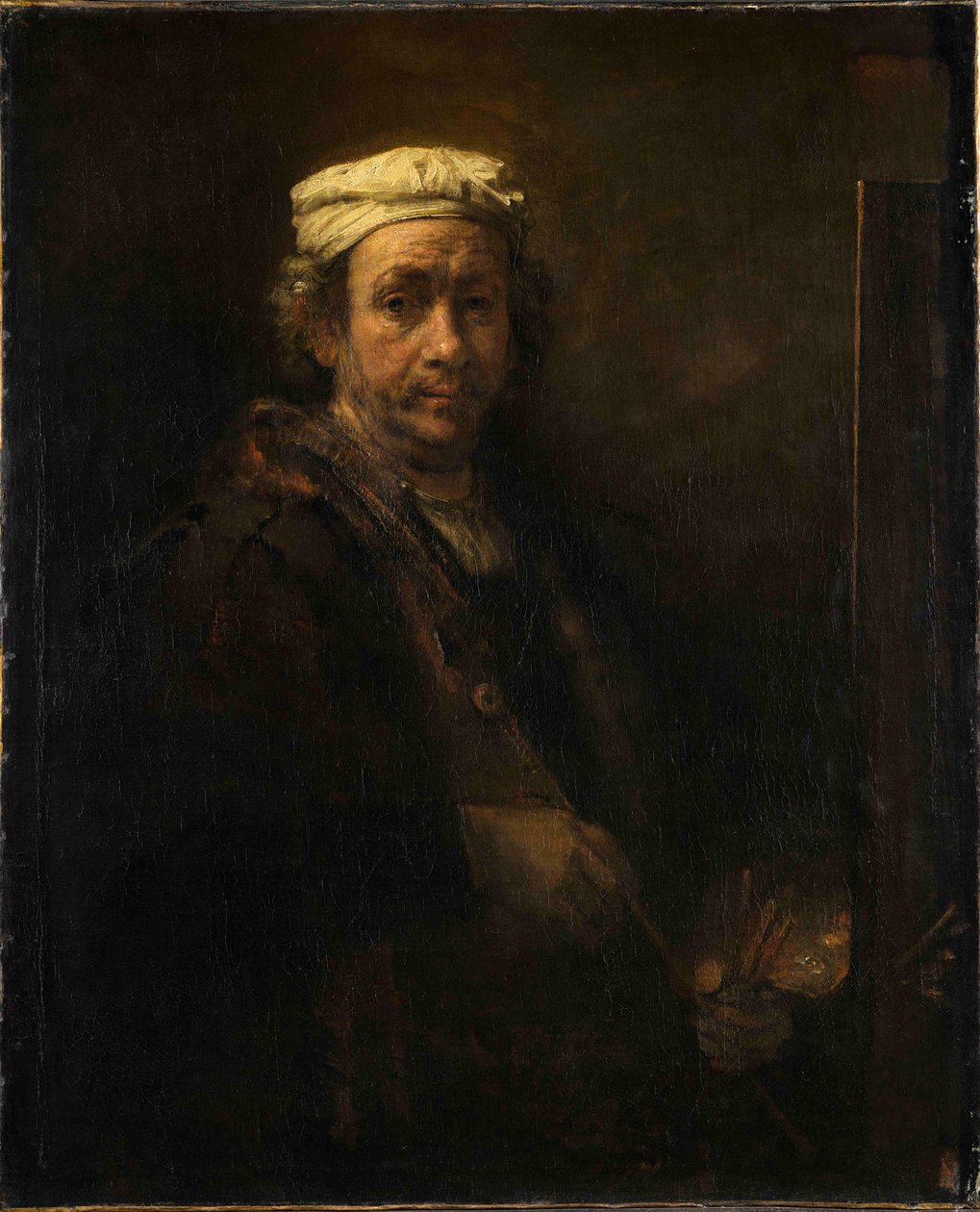 Selvportrett ved staffeli Portrett av kunstneren ved staffeli, 1660. av Rembrandt van Rijn