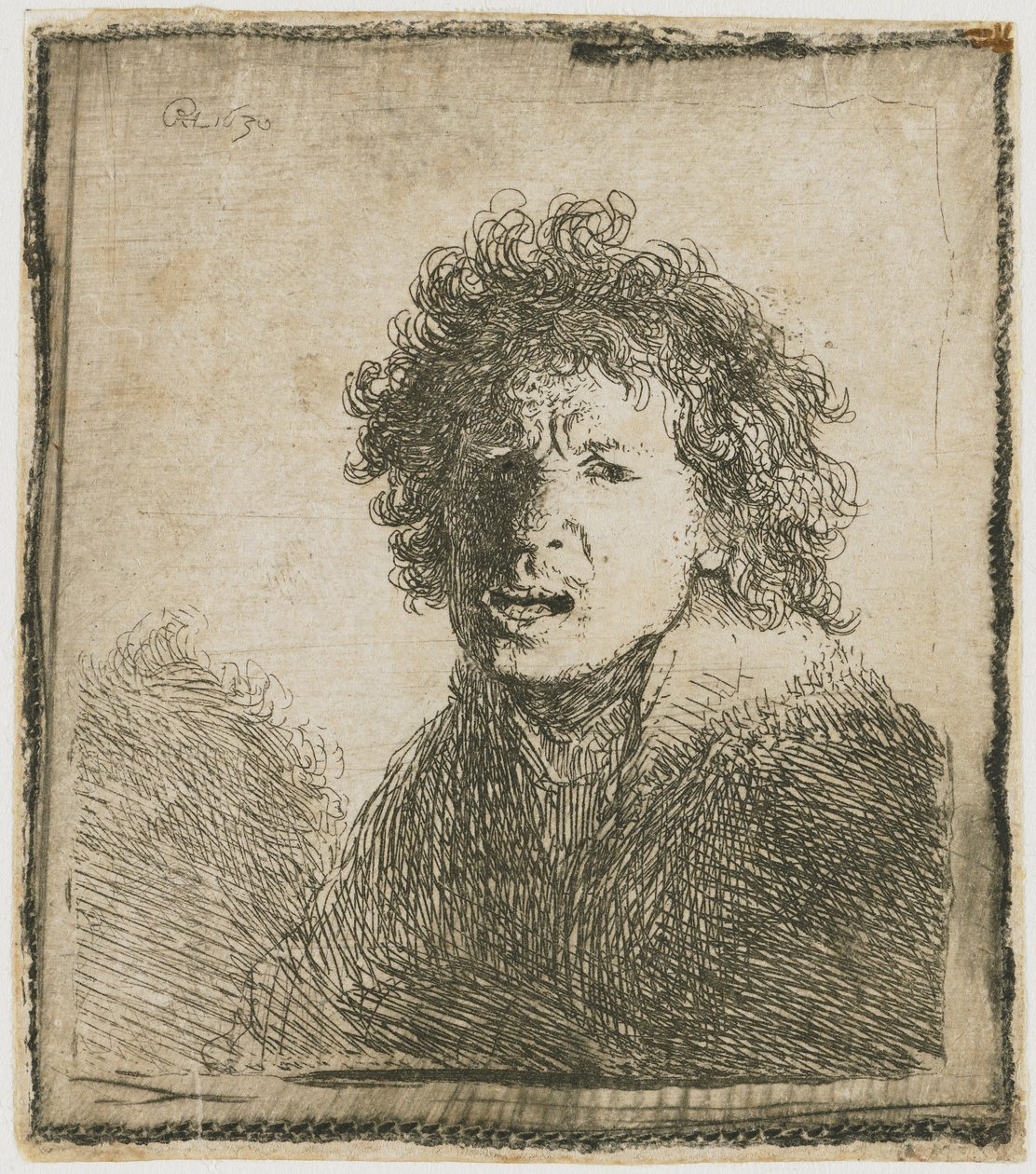 Selvportrett med åpen munn, 1630. av Rembrandt van Rijn