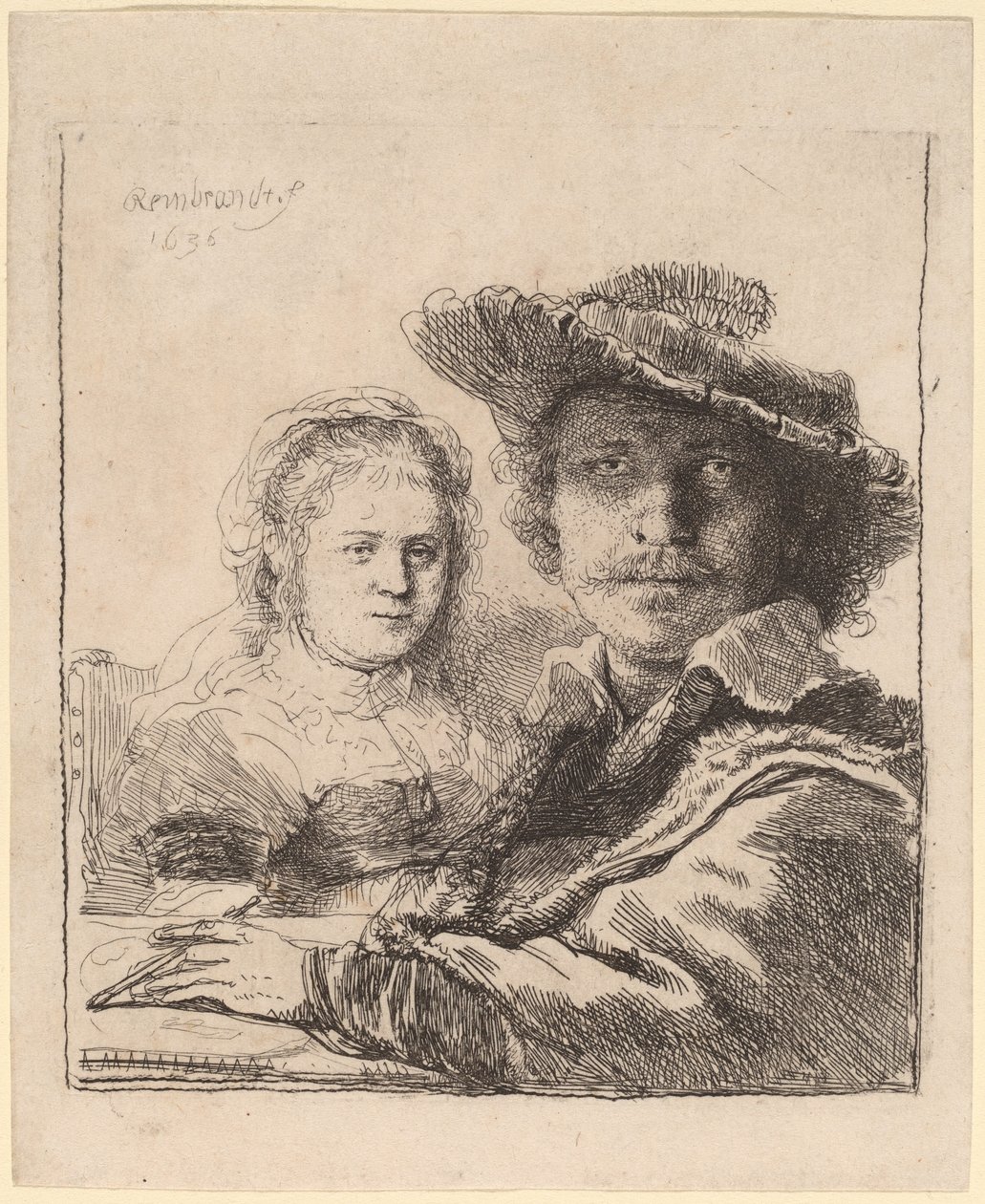 Selvportrett med Saskia av Rembrandt van Rijn