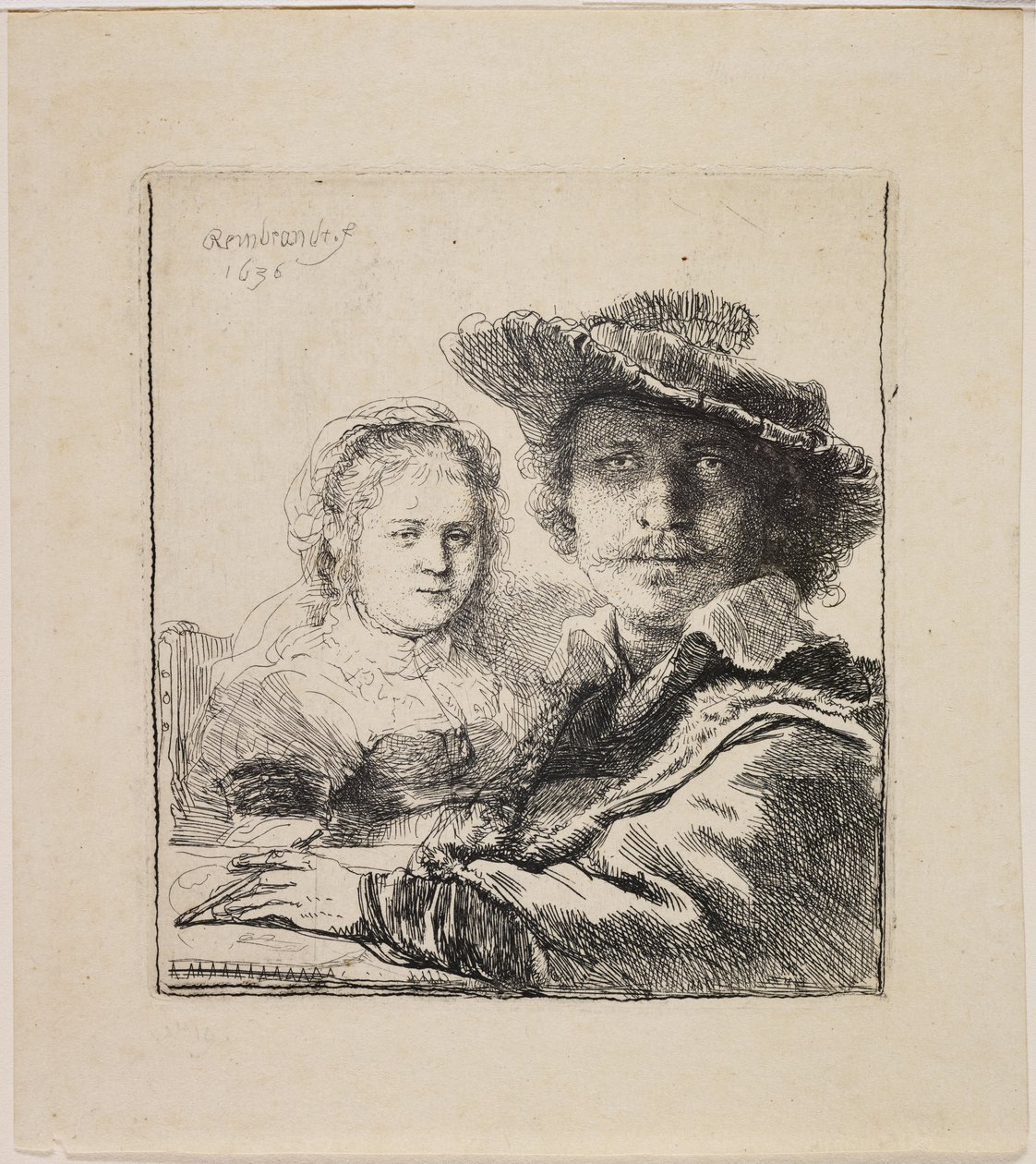 Selvportrett med Saskia av Rembrandt van Rijn