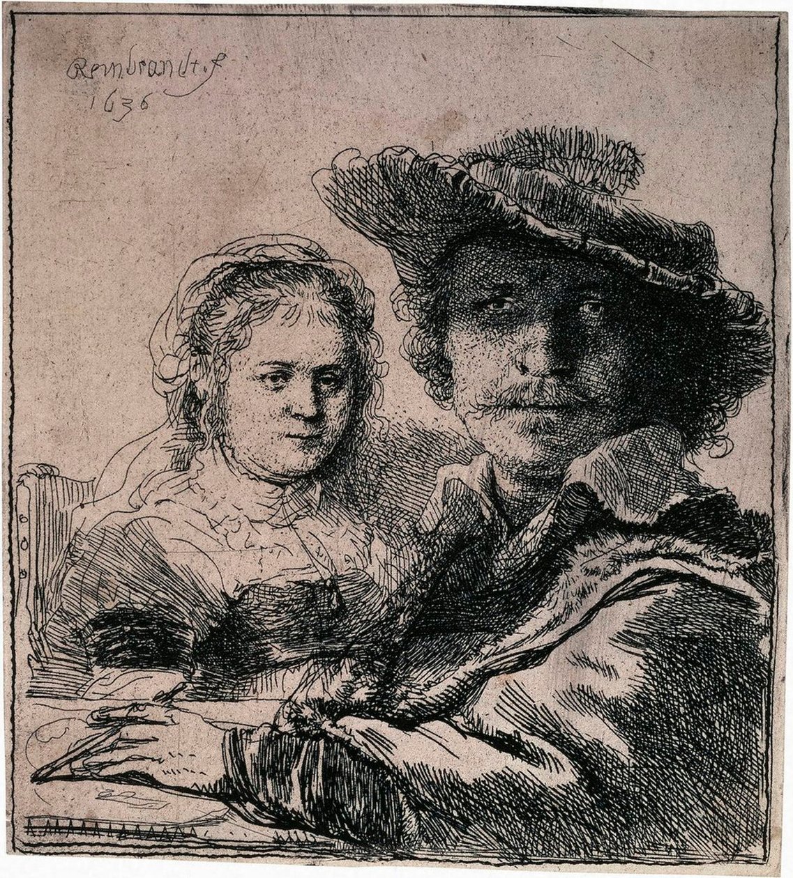 Selvportrett med Saskia, 1636. av Rembrandt van Rijn